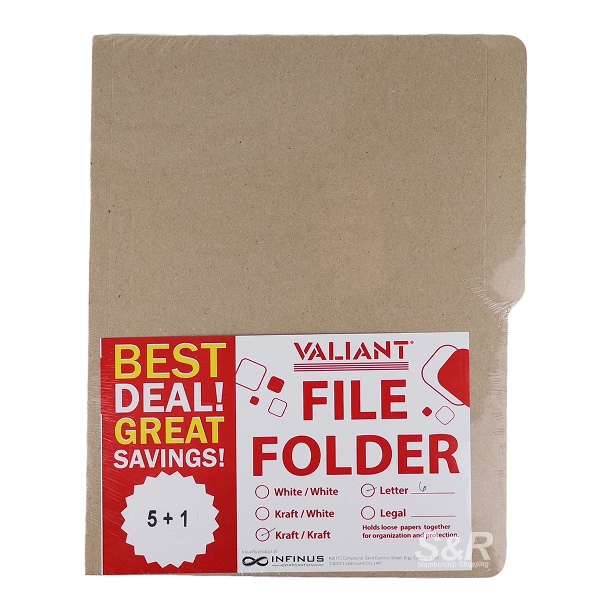 Valiant File Folder Kraft Letter 6pcs